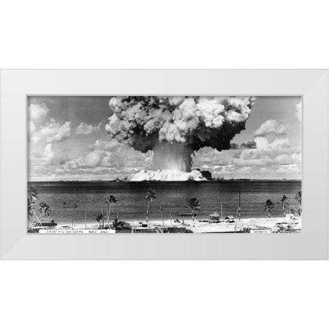 Bikini Atoll - Operation Crossroads Baker Detonation - July 25, 1946: DBCR-T1-318-Exp #6 AF434-4 White Modern Wood Framed Art Print by U.S. Navy