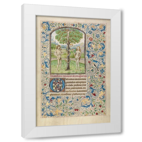 Adam and Eve Eating the Forbidden Fruit White Modern Wood Framed Art Print by Vrelant, Wilem