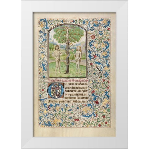 Adam and Eve Eating the Forbidden Fruit White Modern Wood Framed Art Print by Vrelant, Wilem