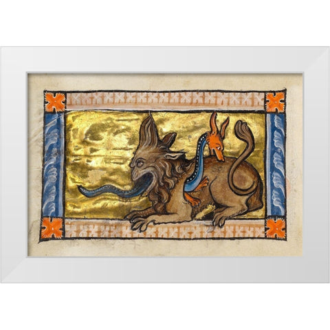 A Crocodile and a Hydrus (detail) White Modern Wood Framed Art Print by Franco-Flemish 13th Century