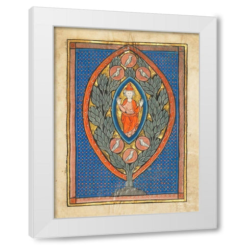 A Man Enthroned within a Mandorla in a Tree White Modern Wood Framed Art Print by Franco-Flemish 13th Century