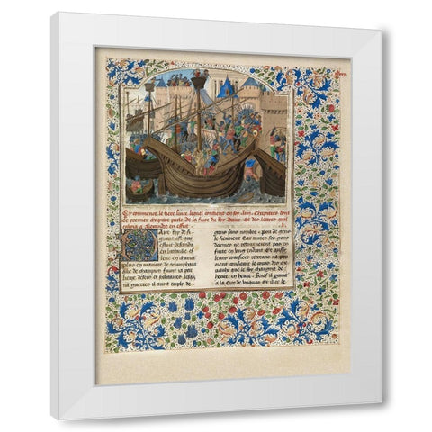 Alexander Attacks the City of Tyre White Modern Wood Framed Art Print by Master of the Jarden de Vertueuse Consolation