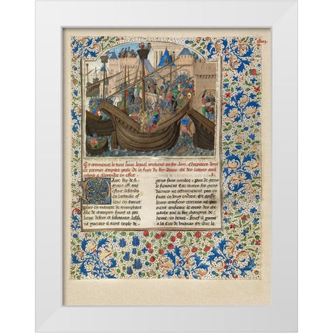 Alexander Attacks the City of Tyre White Modern Wood Framed Art Print by Master of the Jarden de Vertueuse Consolation