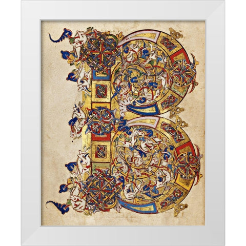Inhabited Initial B White Modern Wood Framed Art Print by Italian 12th Century