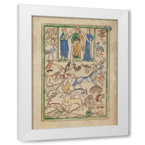 Adam Naming the Animals White Modern Wood Framed Art Print by English 13th Century