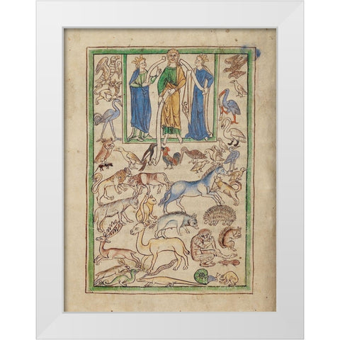 Adam Naming the Animals White Modern Wood Framed Art Print by English 13th Century
