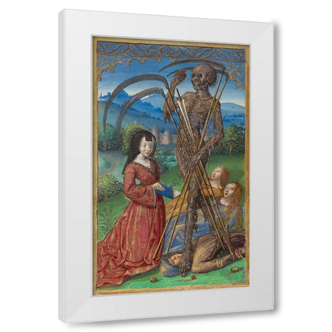 Denise Poncher before a Vision of Death White Modern Wood Framed Art Print by Master of the Chronique Scandaleuse