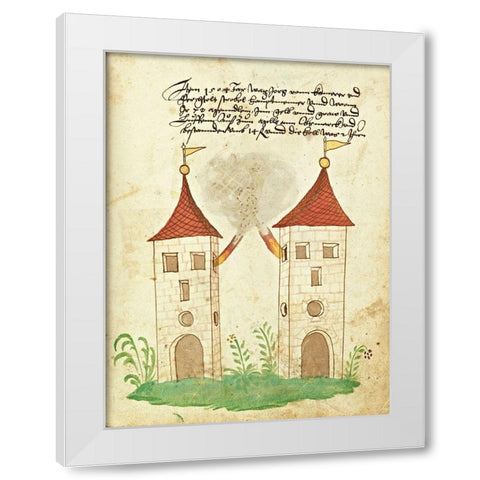 Civic festival of the Nuremberg Schembartlauf - Towers White Modern Wood Framed Art Print by German 16th Century