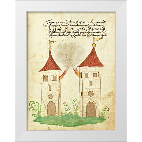 Civic festival of the Nuremberg Schembartlauf - Towers White Modern Wood Framed Art Print by German 16th Century