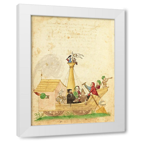 Civic festival of the Nuremberg Schembartlauf - Ship Float White Modern Wood Framed Art Print by German 16th Century