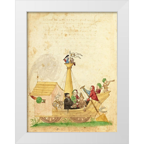 Civic festival of the Nuremberg Schembartlauf - Ship Float White Modern Wood Framed Art Print by German 16th Century