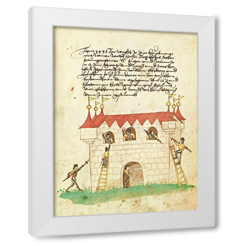 Civic festival of the Nuremberg Schembartlauf - Castle White Modern Wood Framed Art Print by German 16th Century