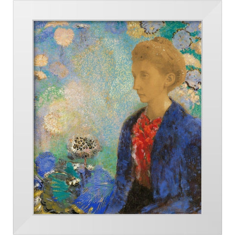 Baronne de Domecy White Modern Wood Framed Art Print by Redon, Odilon