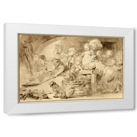 Making Fritters (Les Beignets) White Modern Wood Framed Art Print by Fragonard, Jean-Honore