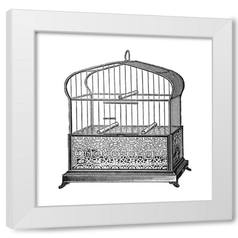 Etchings: Birdcage - Onion-peak top, filigree pattern base White Modern Wood Framed Art Print by Catalog Illustration