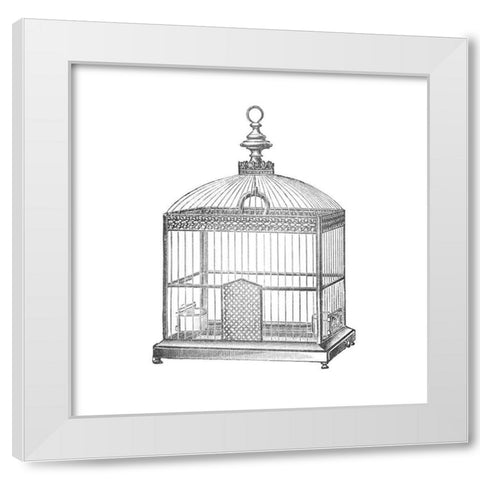 Etchings: Birdcage - Arched top, filigree detail. White Modern Wood Framed Art Print by Catalog Illustration