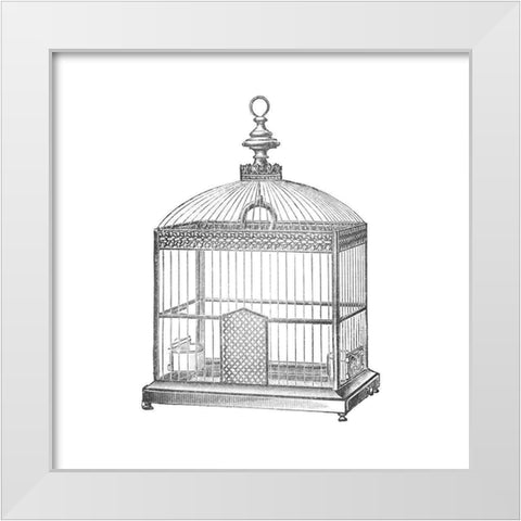 Etchings: Birdcage - Arched top, filigree detail. White Modern Wood Framed Art Print by Catalog Illustration