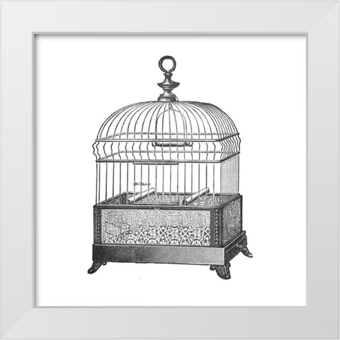 Etchings: Birdcage - Gable top, filigree base. White Modern Wood Framed Art Print by Catalog Illustration