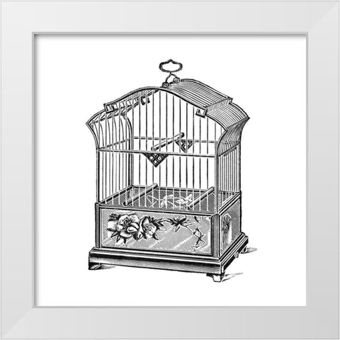 Etchings: Birdcage - Gable top, rose base. White Modern Wood Framed Art Print by Catalog Illustration