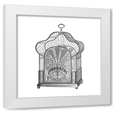 Etchings: Birdcage - Palmate top, forget-me-not detail. White Modern Wood Framed Art Print by Catalog Illustration