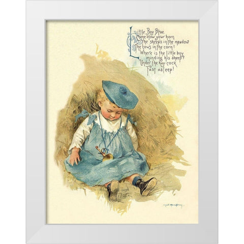 Nursery Rhymes: Little Boy Blue White Modern Wood Framed Art Print by Humphrey, Maud