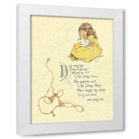 Nursery Rhymes: Ding Dong Bell, Pussy in the Well White Modern Wood Framed Art Print by Humphrey, Maud