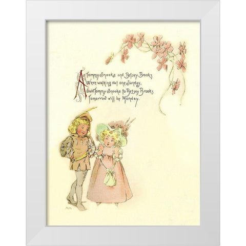 Nursery Rhymes: Tommy Snooks and Betsey Brooks White Modern Wood Framed Art Print by Humphrey, Maud