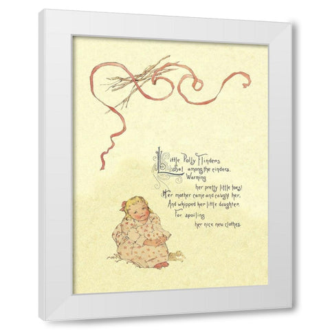 Nursery Rhymes: Little Polly Flinders White Modern Wood Framed Art Print by Humphrey, Maud