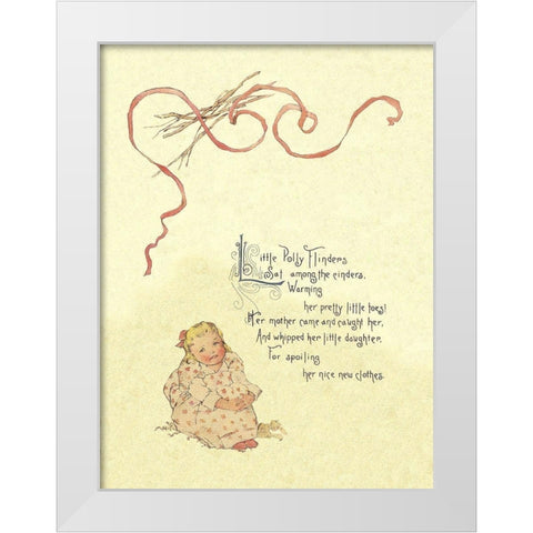 Nursery Rhymes: Little Polly Flinders White Modern Wood Framed Art Print by Humphrey, Maud
