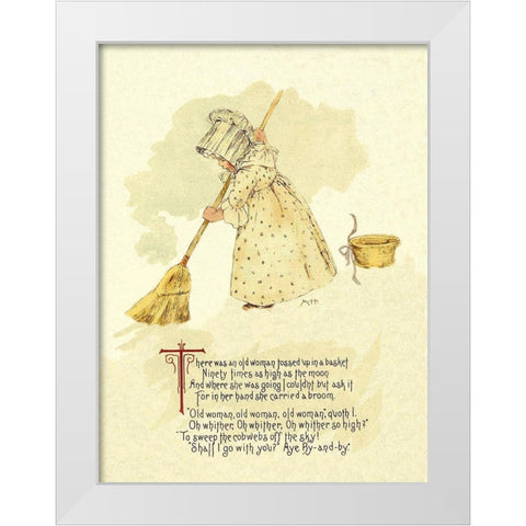 Nursery Rhymes: There Was an Old Woman Tossed Up in a Basket White Modern Wood Framed Art Print by Humphrey, Maud
