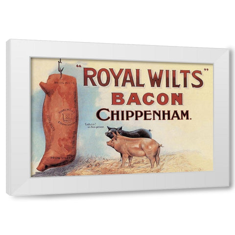 Pigs and Pork: Royal Wilts Bacon White Modern Wood Framed Art Print by Advertisement