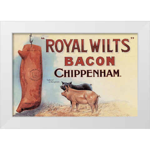 Pigs and Pork: Royal Wilts Bacon White Modern Wood Framed Art Print by Advertisement