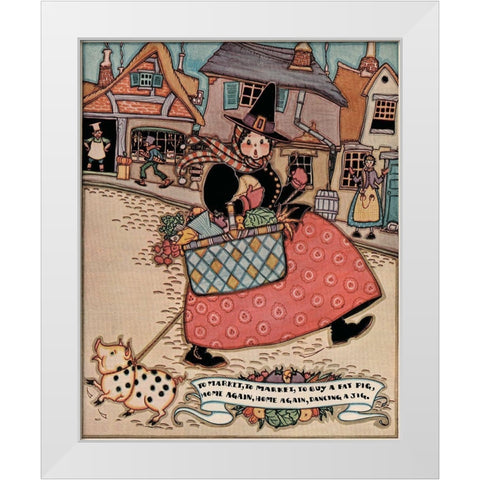 Pigs and Pork: Home Arts: To Market White Modern Wood Framed Art Print by Jones, Mary Wright