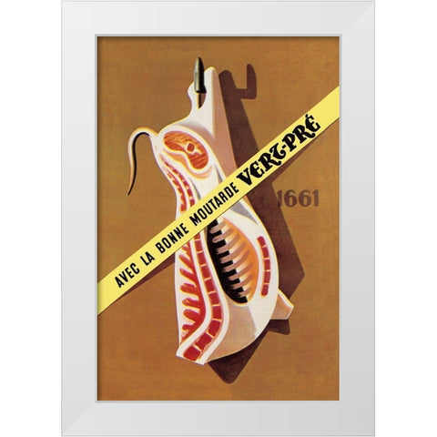 Pigs and Pork: Hooked Pork White Modern Wood Framed Art Print by Advertisement