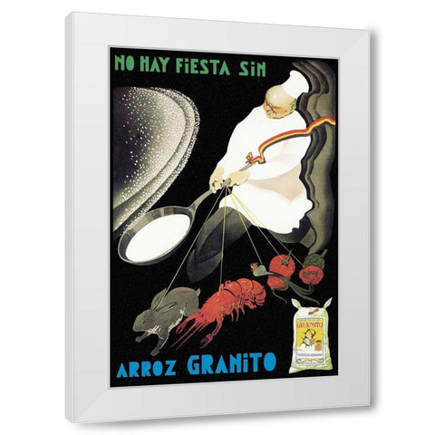 Cooks: No Hay Fiesta Sin Arroz Granito White Modern Wood Framed Art Print by Anonymous