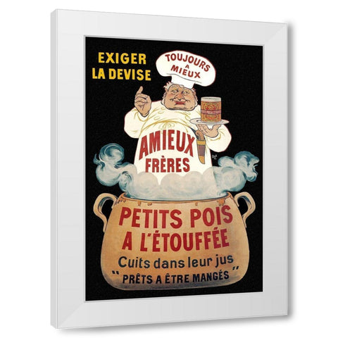 Cooks: Amieux Freres - Petits Pois a lEtouffee White Modern Wood Framed Art Print by Oge, Eugene