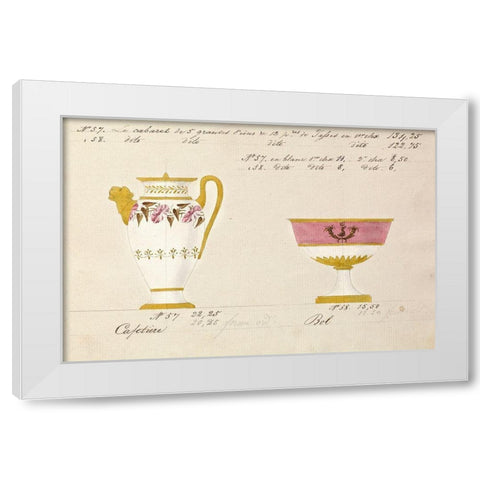 Cafetiere et bol, ca. 1800-1820 White Modern Wood Framed Art Print by Honore