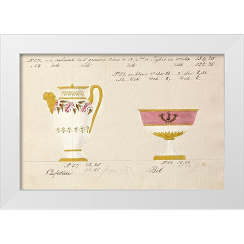 Cafetiere et bol, ca. 1800-1820 White Modern Wood Framed Art Print by Honore