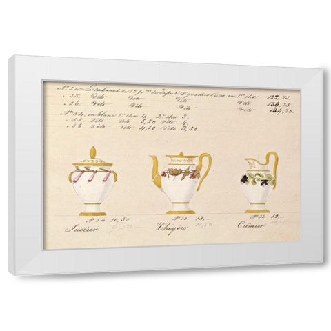 Sucrier, cheyere et cremier, ca. 1800-1820 White Modern Wood Framed Art Print by Honore
