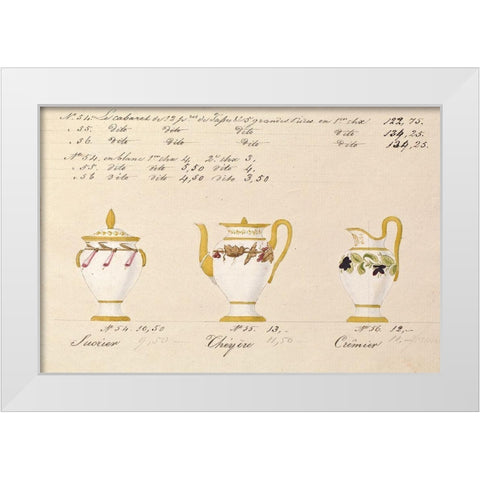 Sucrier, cheyere et cremier, ca. 1800-1820 White Modern Wood Framed Art Print by Honore