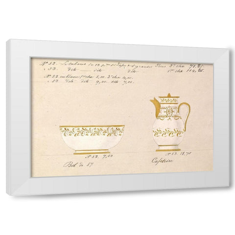 Bol et cafetiere, ca. 1800-1820 White Modern Wood Framed Art Print by Honore