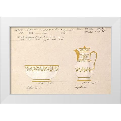 Bol et cafetiere, ca. 1800-1820 White Modern Wood Framed Art Print by Honore