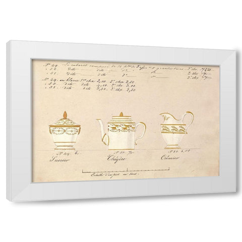 Sucrier, cheyere et cremier, ca. 1800-1820 White Modern Wood Framed Art Print by Honore