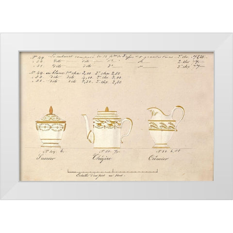 Sucrier, cheyere et cremier, ca. 1800-1820 White Modern Wood Framed Art Print by Honore