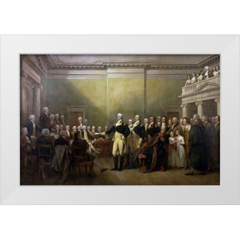 General George Washington Resigning his Commission White Modern Wood Framed Art Print by Trumbull, John