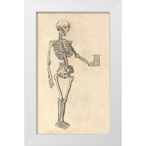 Human Skeleton with Hourglass White Modern Wood Framed Art Print by Bauhin, Caspar