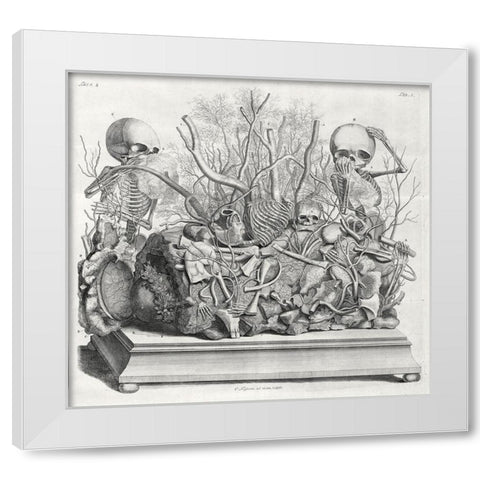 Diorama of fetal skeletons arranged with various internal organs White Modern Wood Framed Art Print by Huyberts, Cornelis