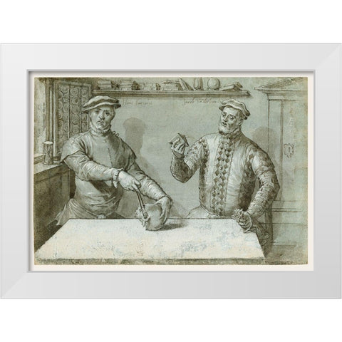 A Double Portrait of Hans Furraht and Jacob von der Burch White Modern Wood Framed Art Print by Ludget, Tom Ring