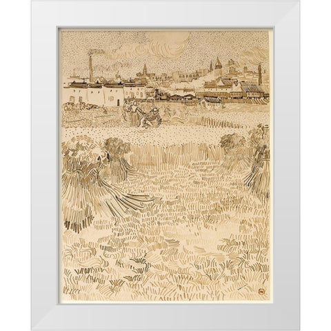 Arles:  View from the Wheatfields White Modern Wood Framed Art Print by van Gogh, Vincent