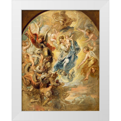 The Virgin as the Woman of the Apocalypse White Modern Wood Framed Art Print by Rubens, Peter Paul